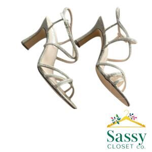 Nina Gold Sparkly High Heel Sandals Open Toe Ankle Strap NWOB Sz 9